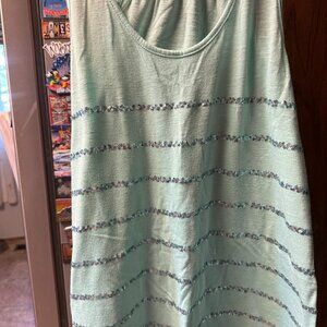Mint Green Vanity Tank Top with Horizontal Sequins – Size XL